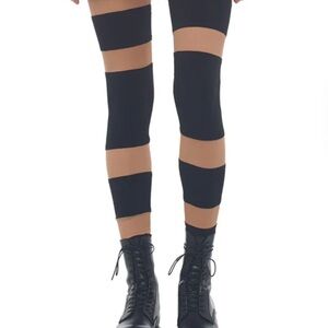 Black and Tan(see through) Striped Leggings